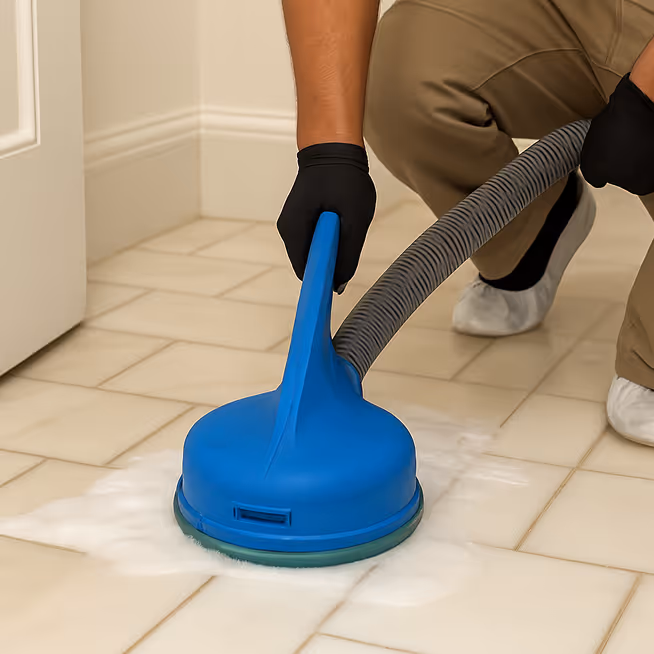 A man cleaning tiles